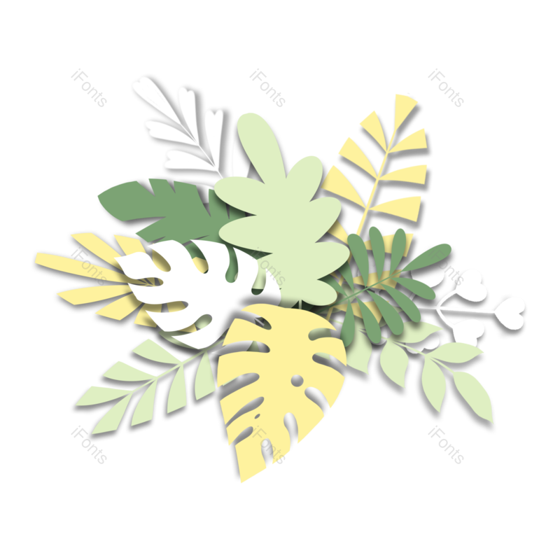 叶子图片,树叶元素,剪纸风格PNG,植物免抠素材